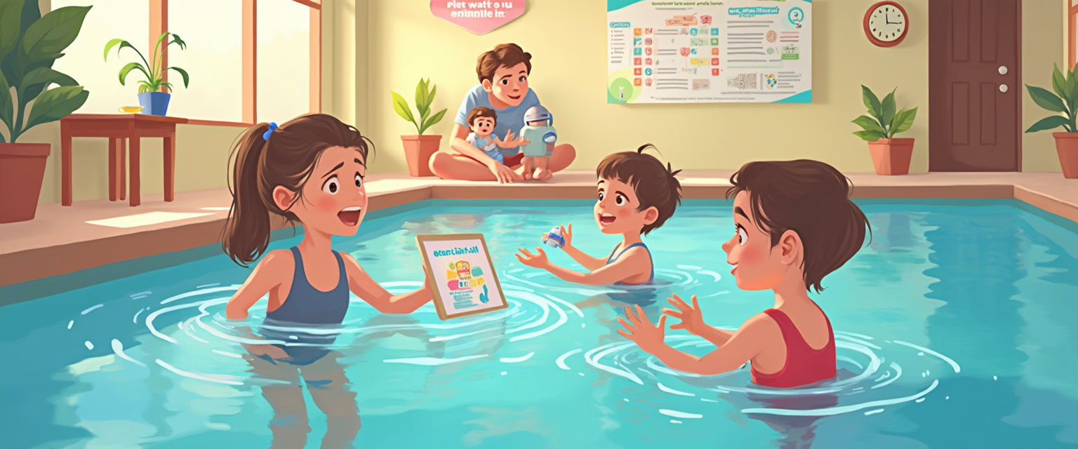 Recording swimming lesson progress in self-learning children
