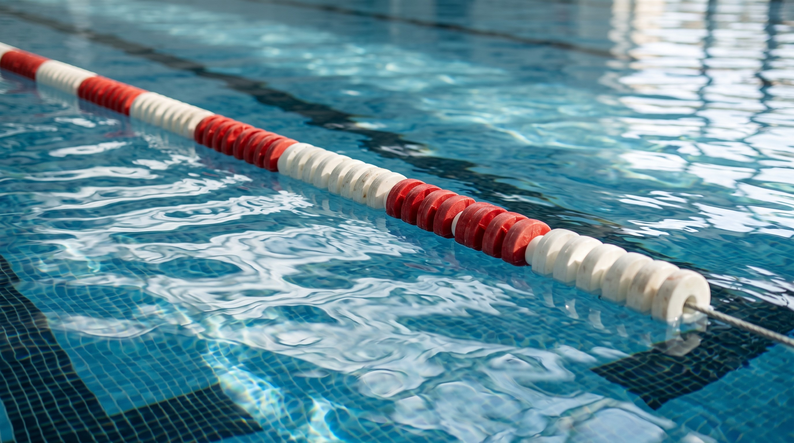 Línea de carril en agua clara de piscina