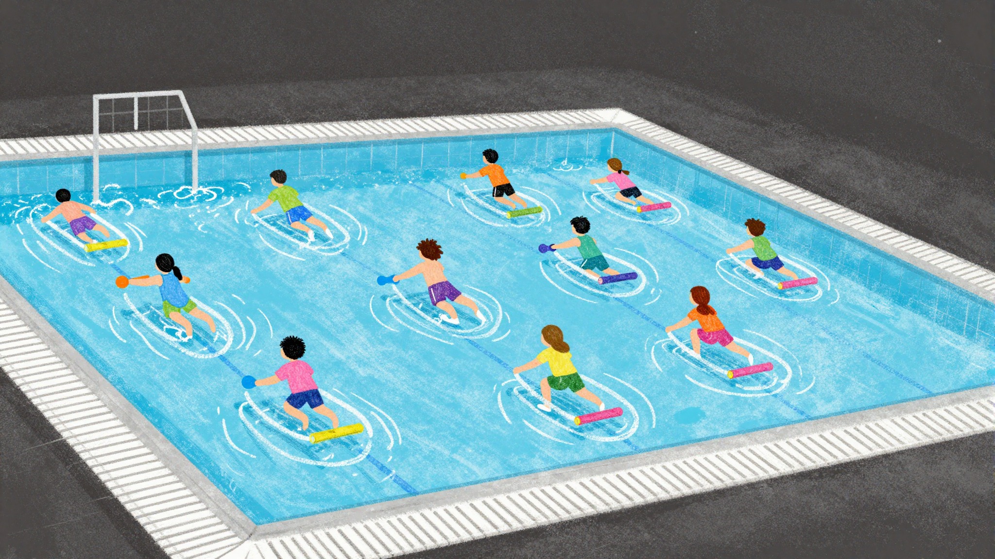 Aqua fitness groepsles in een Nederlands zwembad