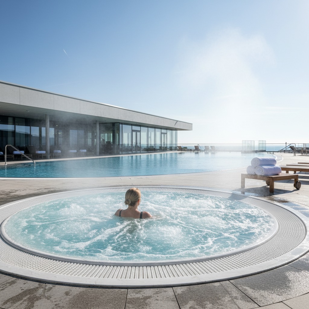 Ontspannen in een verwarmde whirlpool bij een Nederlands zwembad