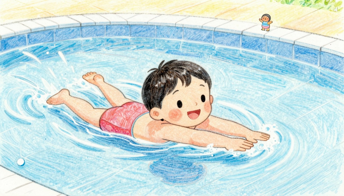 Kind macht Schwimmübungen im Schwimmbad