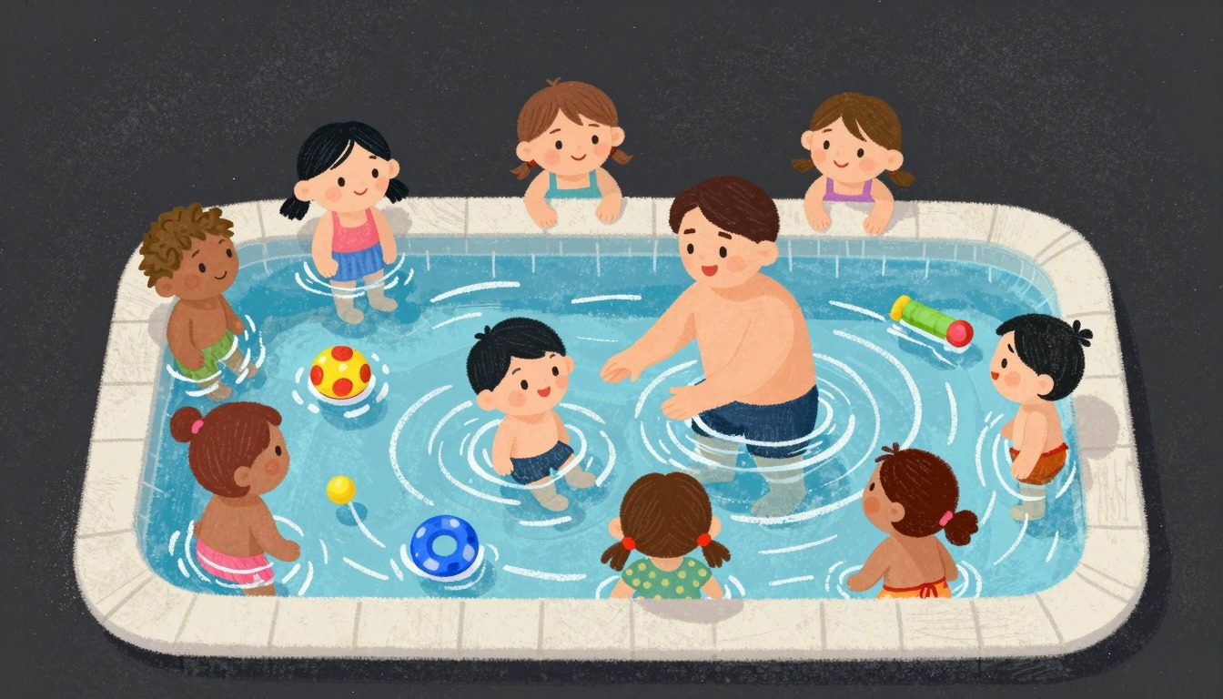 Aangepast zwemmen les met kleine groep kinderen