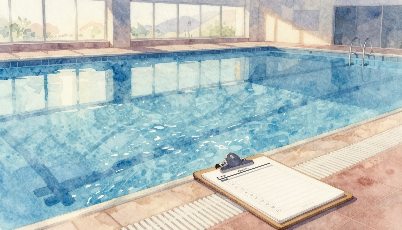 Quiet indoor pool in the morning before swimming lessons start