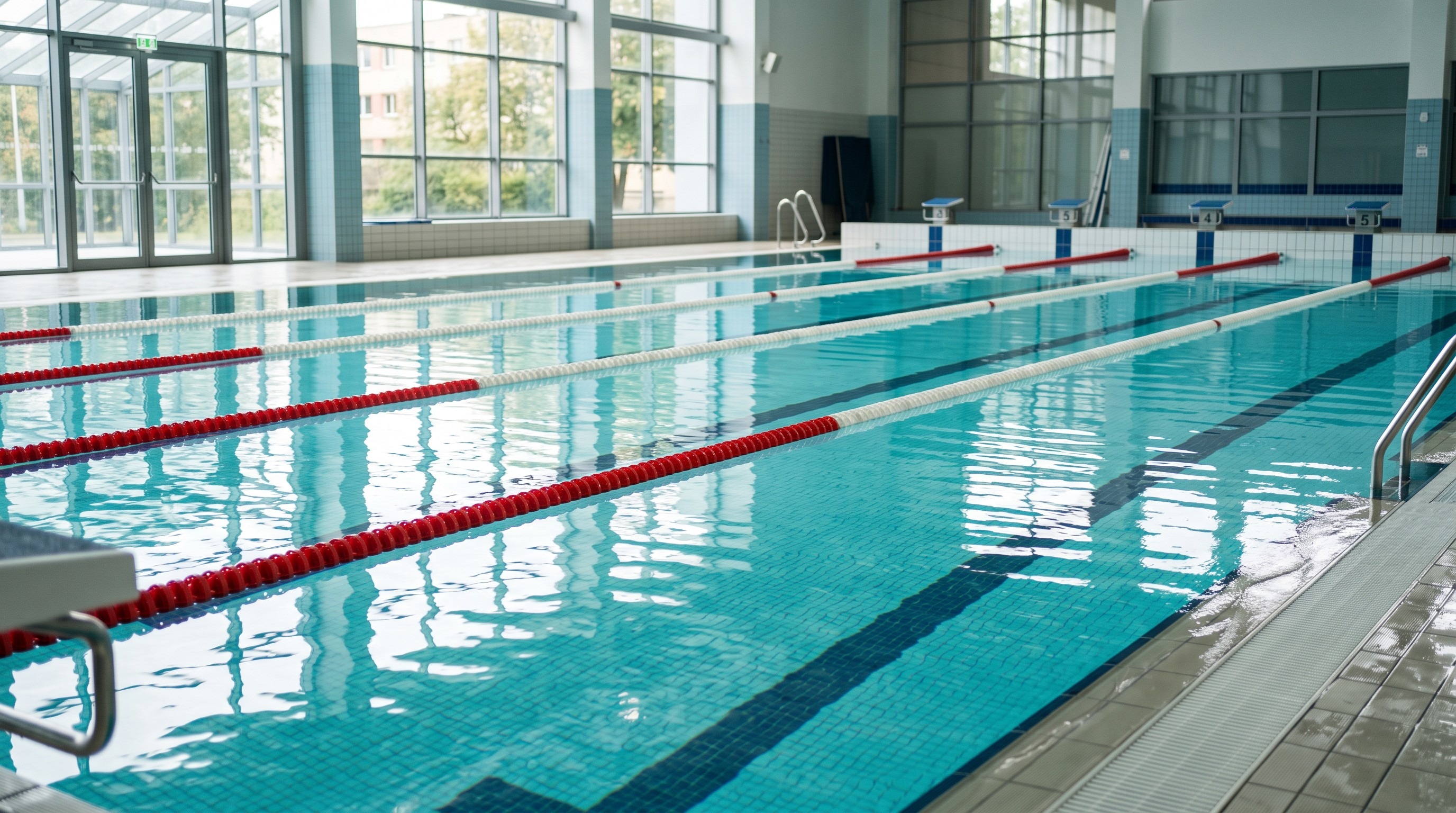 Lane lines in an indoor pool