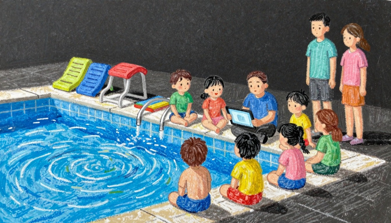Visitar la escuela de natación con tu hijo