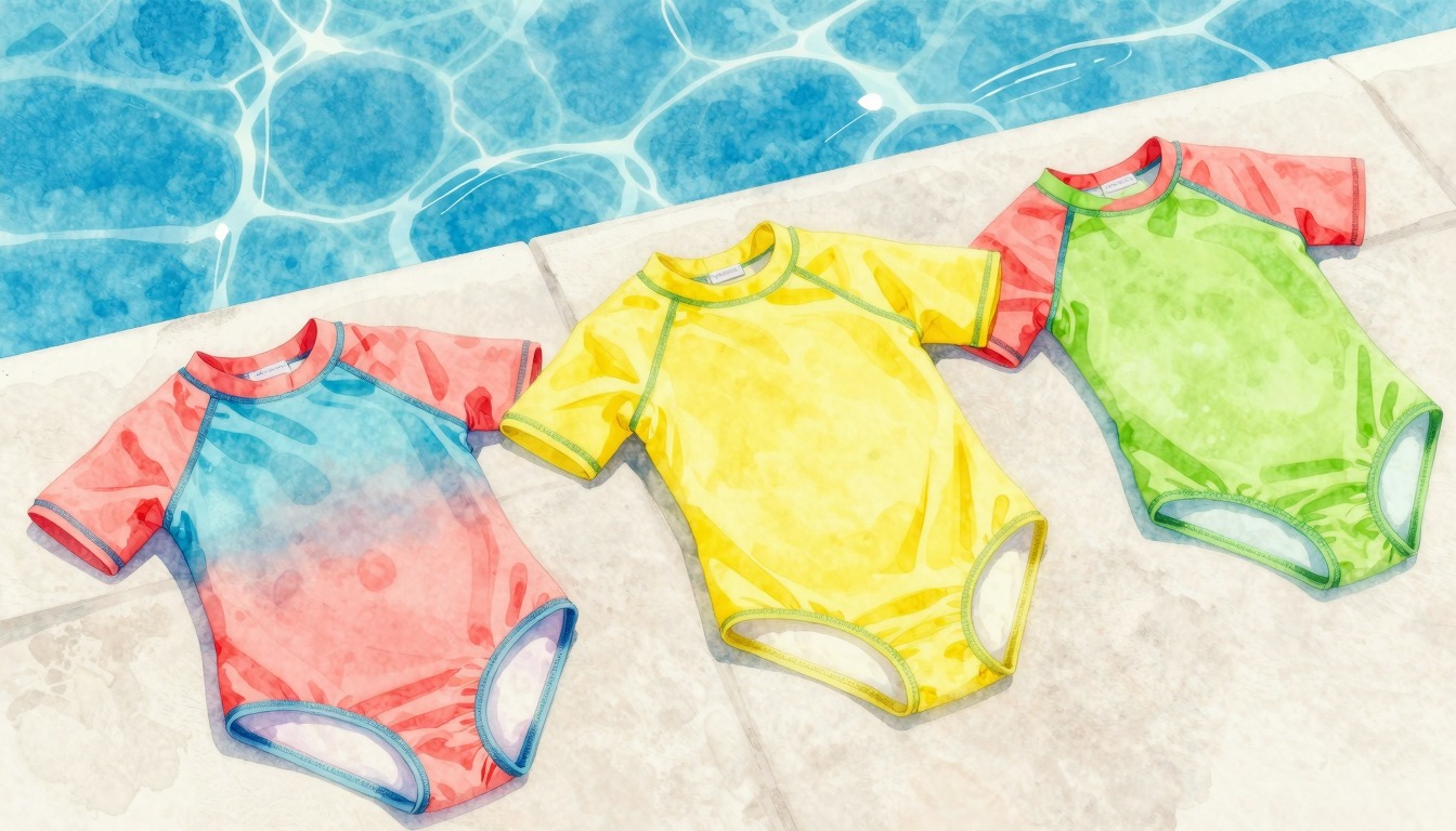 UV-werende zwemshirts op de zwembadrand