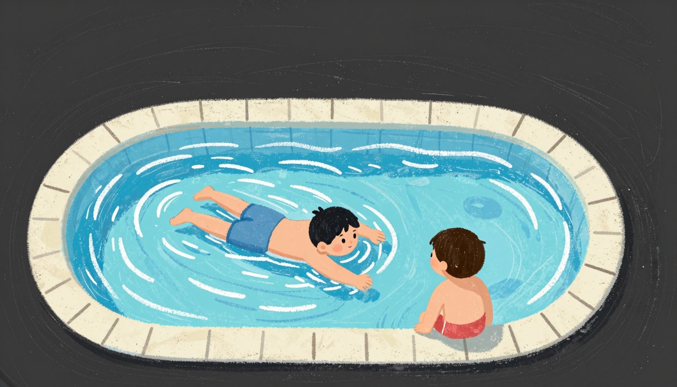 Children during swim lesson in the pool